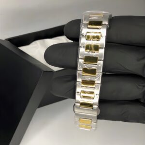 Patek Philippe Geneve – Luxury Dual Time Watch with Green Dial & Two-Tone Strap - Image 3